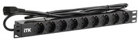 ITK PDU 9 розеток нем. ст, 1U, шнур 2м вилка С14 ПВХ чер PH22-9D2-P