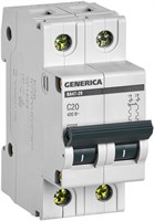 Авт. выкл. ВА47-29 2Р 20А 4,5кА х-ка С GENERICA MVA25-2-020-C