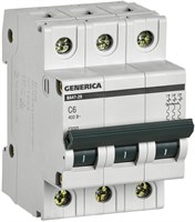Авт. выкл. ВА47-29 3Р 6А 4,5кА х-ка С GENERICA MVA25-3-006-C