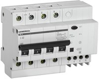 Диф. автомат АД14 4Р 32А 100мА GENERICA MAD15-4-032-C-100
