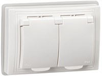 KVARTA Роз. 2-мест. з/к/ш/кр 16А IP44 РСбш12-3-КБ-44 бел IEK KV-R26-16-44-K01