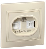 KVARTA Роз. 2-мест. комп. RJ45 кат.5е РК12-ККм крем. IEK KV-K20-K33
