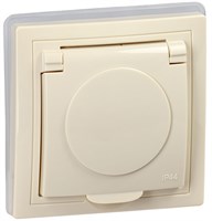 KVARTA Роз. с з/к/ш/кр 16А IP44 РСбш10-3-ККм-44 крем. IEK KV-R16-16-44-K33