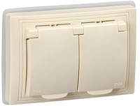KVARTA Роз. 2-мест. з/к/ш/кр 16А IP44 РСбш12-3-ККм-44 кр IEK KV-R26-16-44-K33