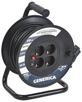 Катушка УК20 с т/з 4 места 2P+PE/20м 3х1,0мм2 GENERICA WKP10-10-04-20-G