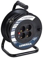 Катушка УК20 с т/з 4 места 2P+PE/20м 3х1,5мм2 GENERICA WKP20-16-04-20-G