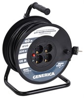 Катушка УК40 с т/з 4 места 2P+PE/40м 3х1,5мм2 GENERICA WKP20-16-04-40-G