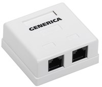 Розетка инф. настенная RJ45 кат. 5Е UTP 2 порта GENERICA CS2-1C5EU-22-G