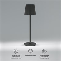 Уличный светодиодный настольный светильник Mist черный с аккумулятором IP54 TL70220 черный a063970