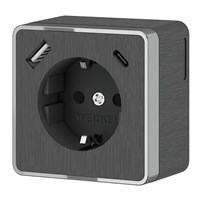 Розетка с заземлением, шторками и USB тип A+C Gallant графит рифленый W5071704 a057704