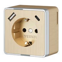 Розетка с заземлением, шторками и USB тип A+C Gallant шампань рифленый W5071710 a057703