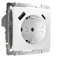 Розетка с заземлением, шторками и USB тип A+C (белый) W1171701 a056272