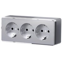 Розетка тройная с заземлением и шторками Gallant серебряный W5073106 a052777
