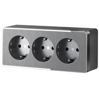 Розетка тройная с заземлением и шторками Gallant графит рифленый W5073104 a052595