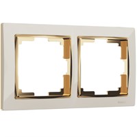 Рамка из поликарбоната на 2 поста Snabb слоновая кость/золото W0021932 a051651