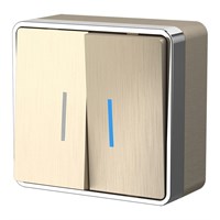 Выключатель двухклавишный с подсветкой Gallant шампань рифленый W5020110 a051043