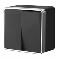 Выключатель двухклавишный влагозащищенный Gallant черный/хром W5020235 a050976