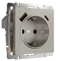 Розетка с заземлением, шторками и USB тип A+C (дымчатый) W1271704 a069465