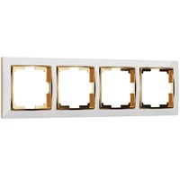 Рамка из пластика на 4 поста Snabb белый/золото W0041933 a051660