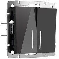 Выключатель двухклавишный проходной с подсветкой (черный акрил) W1122148 a064040