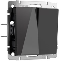 Выключатель двухклавишный проходной (черный акрил) W1122048 a064039
