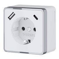 Розетка с заземлением, шторками и USB тип A+C Gallant белый W5071701 a057698