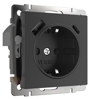 Розетка с заземлением, шторками и USB тип A+C (черный матовый) W1171708 a056275