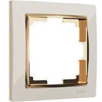 Рамка из поликарбоната на 1 пост Snabb слоновая кость/золото W0011932 a051656
