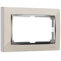 Рамка из поликарбоната для двойной розетки Snabb слоновая кость/хром W0081903 a051648