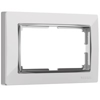 Рамка из поликарбоната для двойной розетки Snabb белый/хром W0081901 a051646
