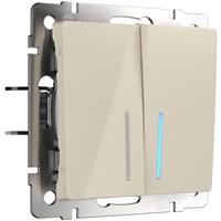 Выключатель двухклавишный проходной c подсветкой (слоновая кость) W1122103 a051477