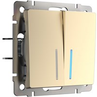 Выключатель двухклавишный с подсветкой (шампань) W1120111 a050859