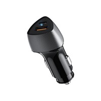 Автомобильное зарядное устройство c двумя портами (USB-A QC 3.0 + USB-C PD) cо световой индикацией, 20Вт, черное REXANT 16-0241