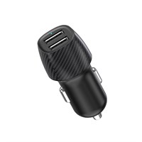 Автомобильное зарядное устройство c двумя портами (USB-А + USB-A) со световой индикацией, 12Вт, черное REXANT 18-2220