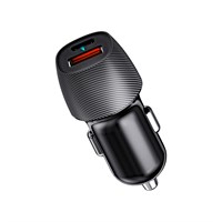 Автомобильное зарядное устройство с двумя портами (USB-A QC 3.0 + USB-C PD) со световой индикацией, 38Вт, черное REXANT 16-0242