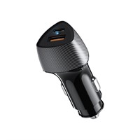 Автомобильное зарядное устройство с двумя портами (USB-A QC 3.0 + USB-C PD) со световой индикацией, 51Вт, черное REXANT 16-0246