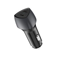 Автомобильное зарядное устройство с двумя портами (USB-C PD + USB-C PD) со световой индикацией, 40Вт, черное REXANT 16-0244