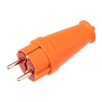 Вилка влагозащищенная прямая COMPACT, с/з, 16А, IP44, каучук, оранжевая REXANT 111-202