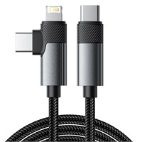 Кабель 2в1 Type-C, Type-C, Lightning 65Вт, 1м, в черной нейлоновой оплетке REXANT 18-7095