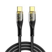 Кабель Type-C – Type-C, 5А, 100Вт, 1м, в черной нейлоновой оплетке со световой индикацией REXANT 18-7092