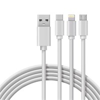 Кабель USB 3в1 Type-С (3A), Lightning (2,4A), micro USB (2A) 1м, ПВХ REXANT 18-1127