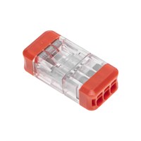 Экспресс-клемма СМК 2273-203R проходная разъемная 3 полюса 0,5-2,5мм² (блистер 5 шт/уп) REXANT 07-5242-5