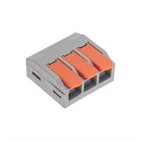 Универсальная клемма СМК 222-613/221-613, 3-проводная серая 0,5-4/6 мм² (блистер 5 шт/уп) REXANT 07-5271-5