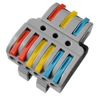 Клемма СМК 3х2D проходная разветвительная 3 полюса на DIN-рейку (0,08-4 мм²) (1 ввод, 2 вывода на полюс) серая (20 шт/уп) REXANT 07-5283