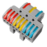 Клемма СМК 3х3D проходная разветвительная 3 полюса на DIN-рейку (0,08-4 мм²) (1 ввод, 3 вывода на полюс) серая (15 шт/уп) REXANT 07-5284