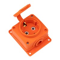 Розетка (колодка) влагозащищенная с крышкой 1 гнездо COMPACT, с/3, 16А, IP54, каучук, оранжевая REXANT 111-225