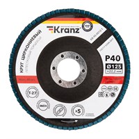 Круг лепестковый торцевой, циркониевый, P40, 125х22,2мм INOX KRANZ KR-90-0012-1