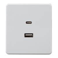 Розетка ROUND USB-A+Type-C 3А с функцией быстрой зарядки перламутр KRANZ KR-78-0734-1