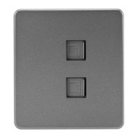 Розетка ROUND компьютерная двойная RJ45+RJ45 кат6 с/у титан KRANZ KR-78-0725-2