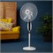 Вентилятор напольный белый/синий 60 Вт, 5 лопастей, подставка круглая, д/у управление 60-0213
